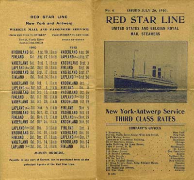 weekly mailing & passenger rates - document provided by Ernie Kuemmerer